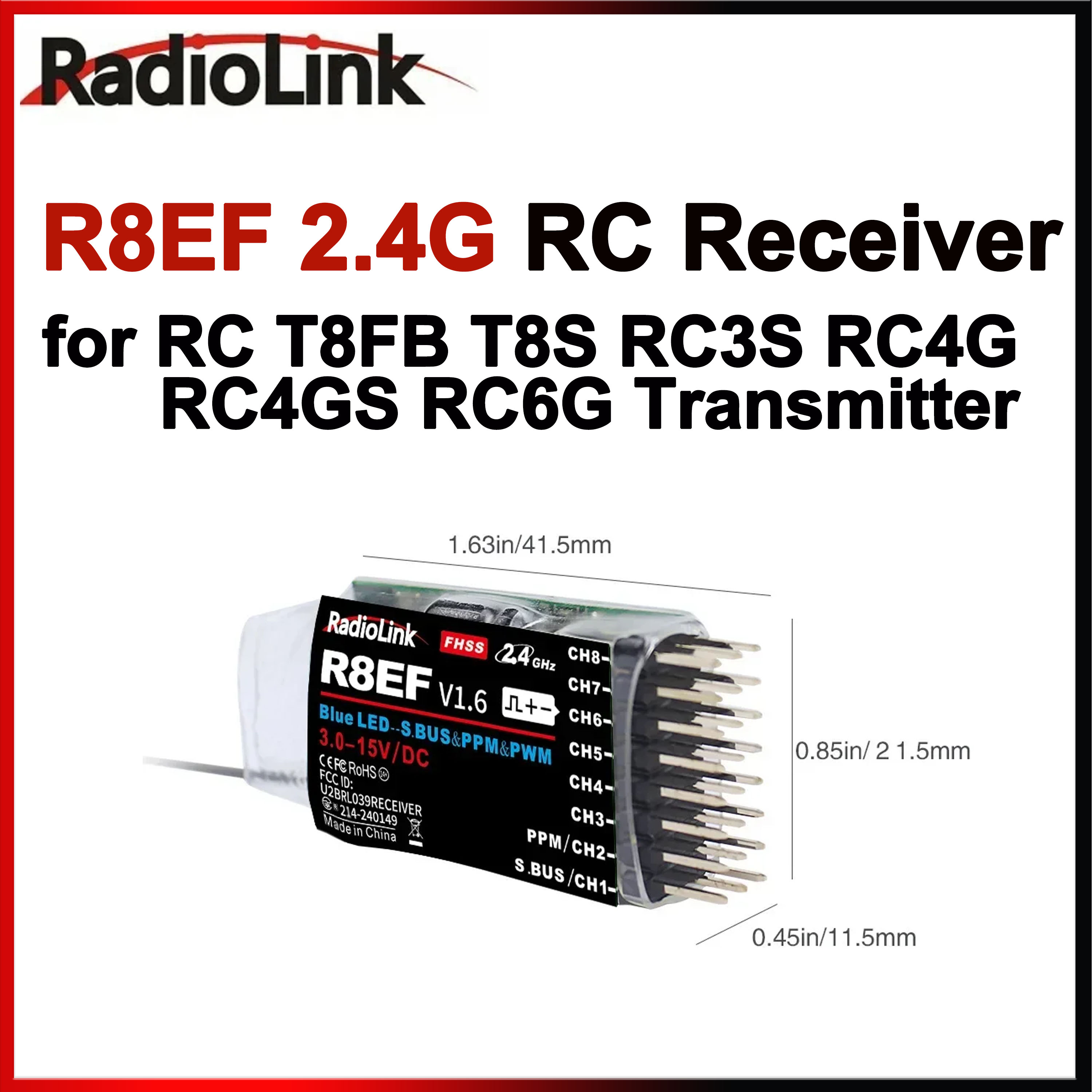 Receiver Sbus 8Ch - Radiolink R8EF Receiver 2.4G 8 Channel