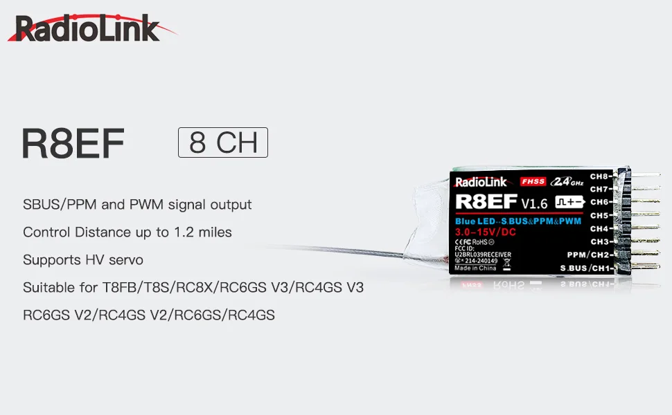 Receiver Sbus 8Ch - Radiolink R8EF Receiver 2.4G 8 Channel